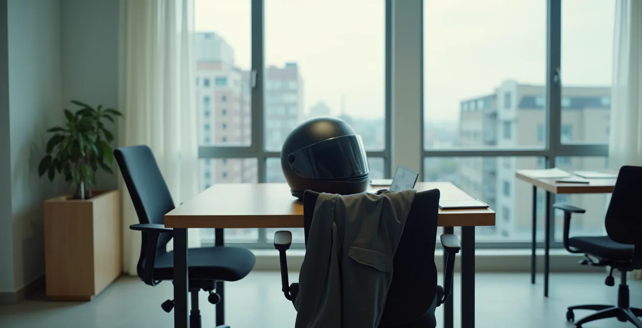 Pantalón de moto tipo chino con protecciones discretas para oficina