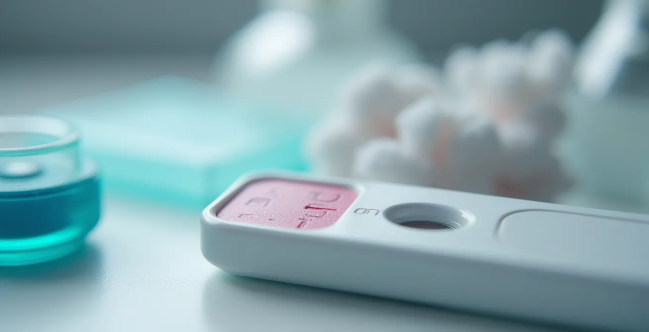 Detalle macro del dispositivo de test de saliva utilizado en controles de tráfico